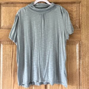 5/$15 To The Max Thin & Semi-Sheer Pewter Gray Short Sleeve Turtleneck Top XL